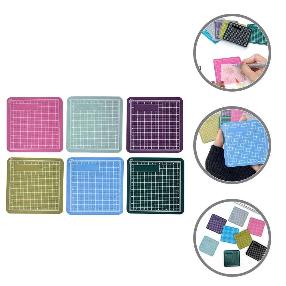 

6Pcs Mini Cutting Mats PVC Double-Sided Engraving Craft Mat Smooth Non-Slip Surface for DIY Art Crafting Quilting Scrapbooking