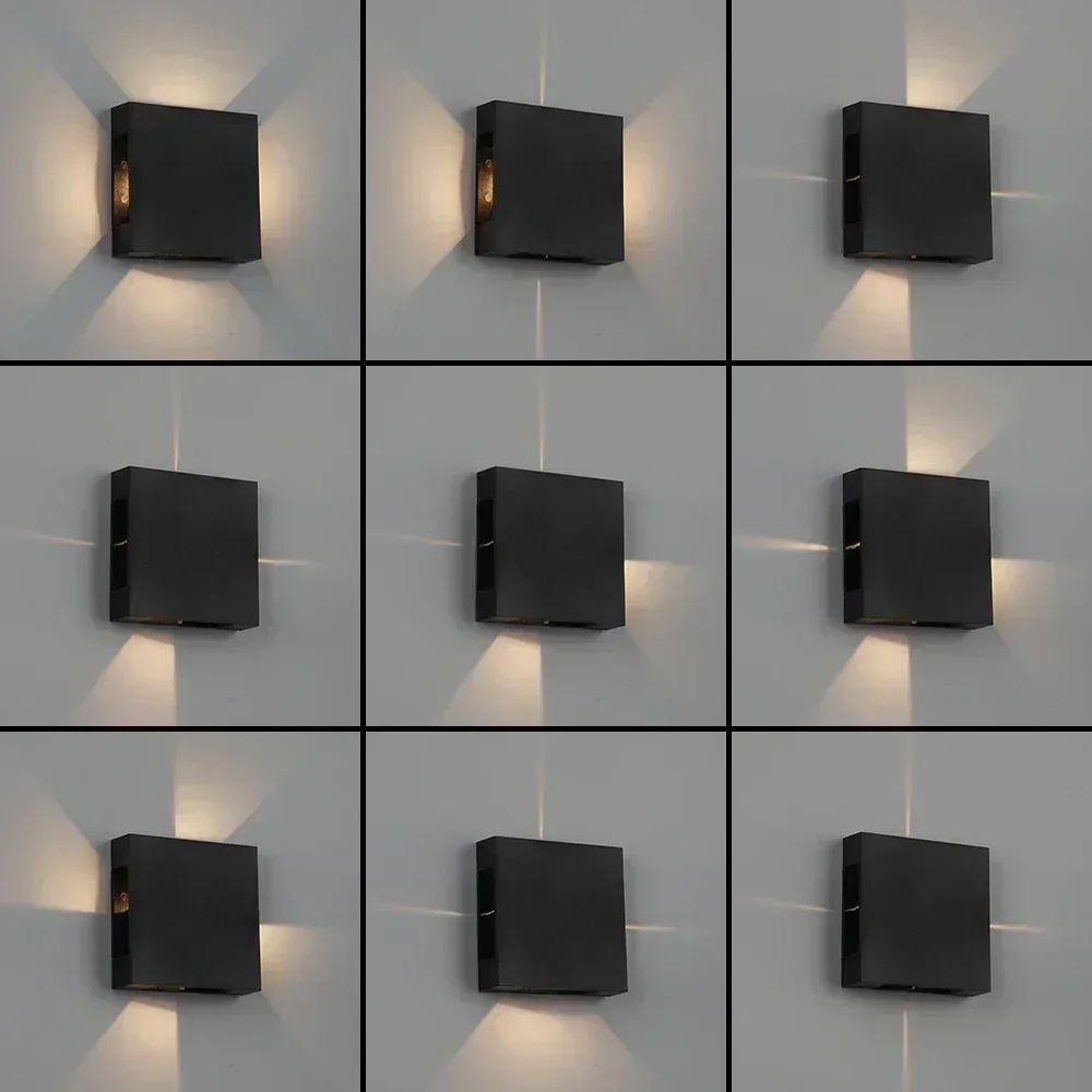 

2PCS Cube Led Outdoor Wall Light Four Sides Lamp Ip65 Waterproof Indoor Decor Bedroom Living Room Garden Porch