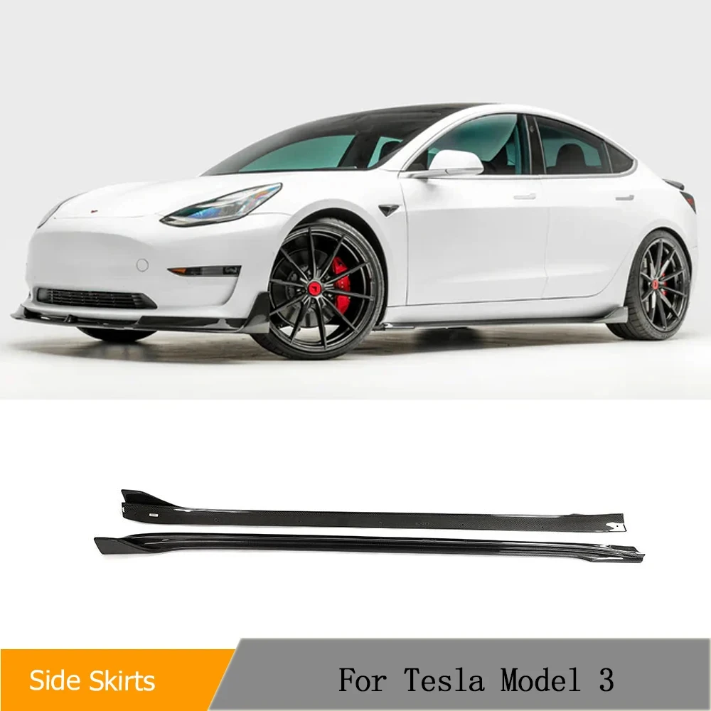 

Front Bumper Lip Splittters For Tesla Model 3 2018-2023 Real Car Front Lip Chin Spoiler Apron Splitters Protector Carbon Fiber