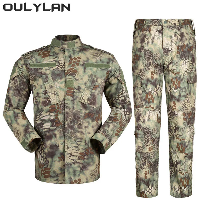 Oulylan Combat Uniform Camo Tactical Suit Men Special Forces Coat Pant Fishing Camouflage Militar Hunting Clothes