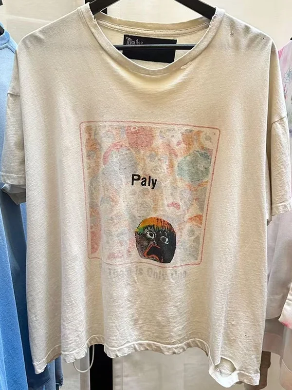 

Винтажная футболка Waed fiti Print ort Sve Paly FW26 Anxie Has Many Faces, корейская свободная футболка из чистого хлопка