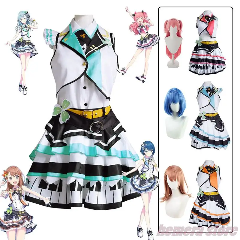 

Game Project Sekai Cosplay Costumes MORE MORE JUMP Minori Shizuku Momoi Airi Kiritani Haruka Cosplay Dress Suit Wig Halloween