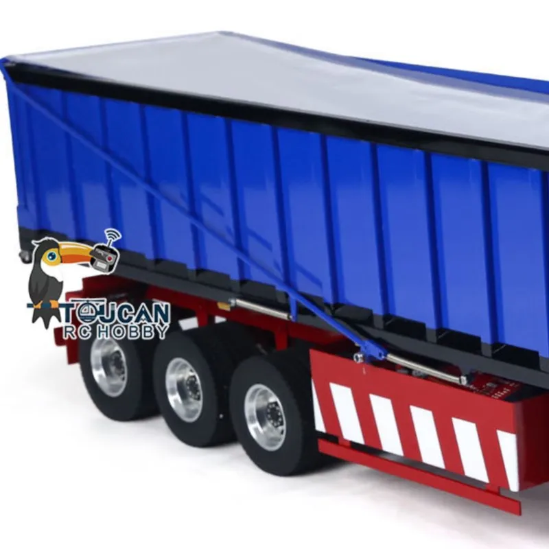 

Металл 1/14 3-осевой гидравлический самосвал прицеп электрический тент ножки TOUCAN DIY окрашенный радиоуправляемый трактор грузовик система освещения радио автомобиль