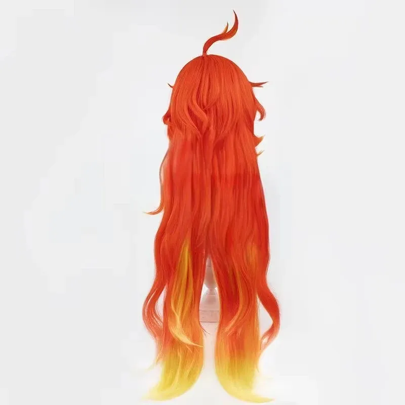 Mavuika Wig Genshin Impact Cosplay Long Wavy Wig Orange Yellow Gradient Wigs Heat Resistant Synthetic Hair for Halloween Costume