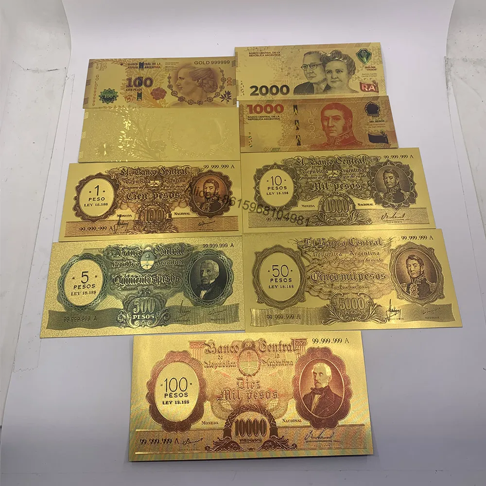 Argentina Gold Banknote 100-10000 PESO Plastic Bank Note Commemorative Banknotes Collectible Souvenir Business Gift Home Decor