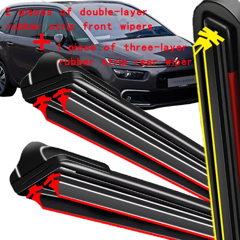

For Citroen C4 Picasso 2 2013-2022 2014 2015 2016 Wiper Front&Rear Wiper Blades Windshield Windscreen Window Brushes 30"+30"+14"
