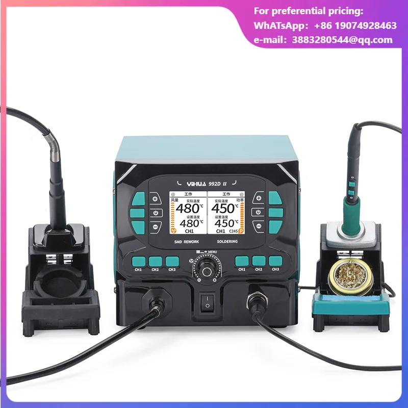YIHUA 992D-II Soldering Station Micro Hot Air Rework Station Compatible C210/C245 For Precision Microscope Soldering