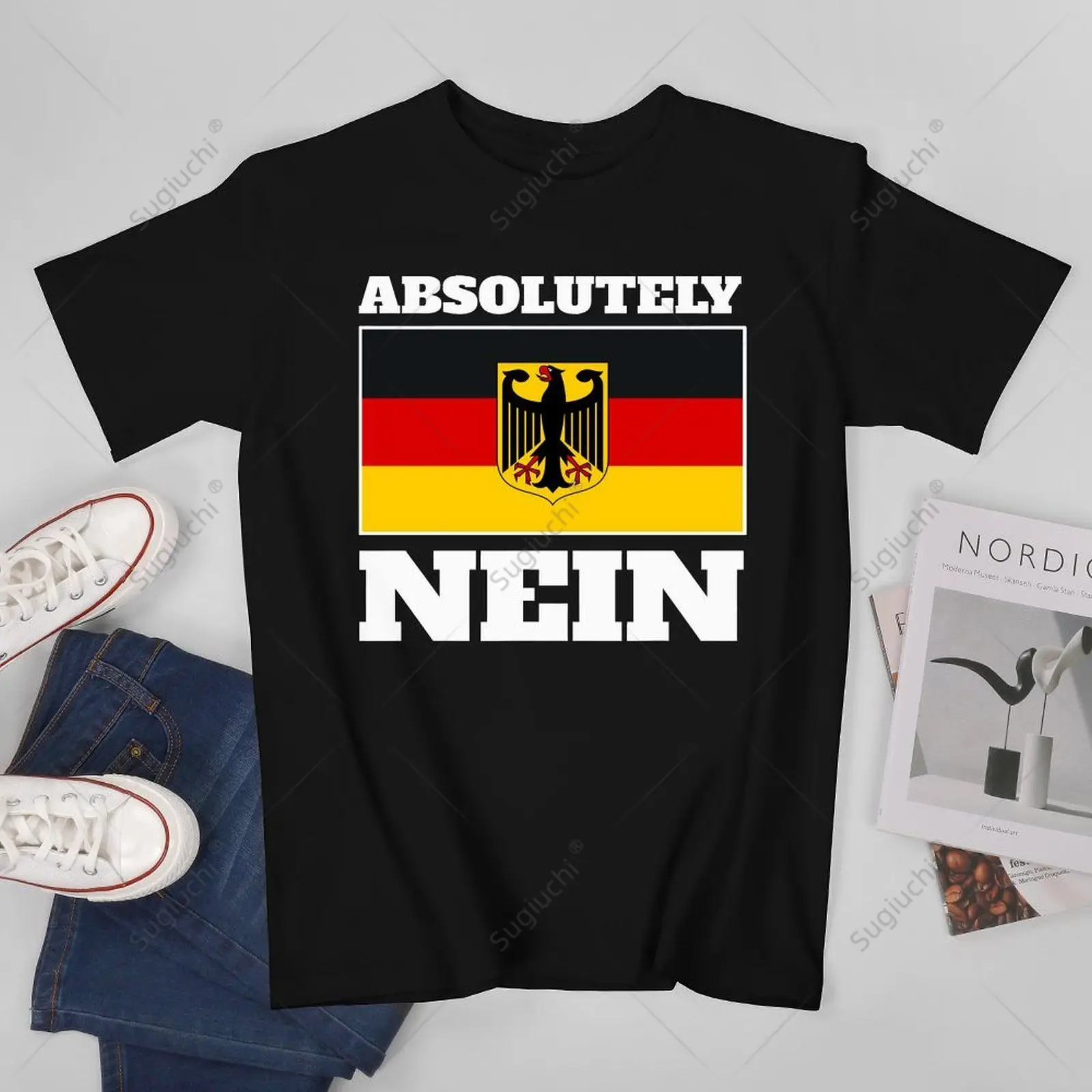Unisex Men Absolutely Nein Flag of German Eagle Germany German Tshirt Tees T Shirts Women Boys 100% Cotton T-Shirt
