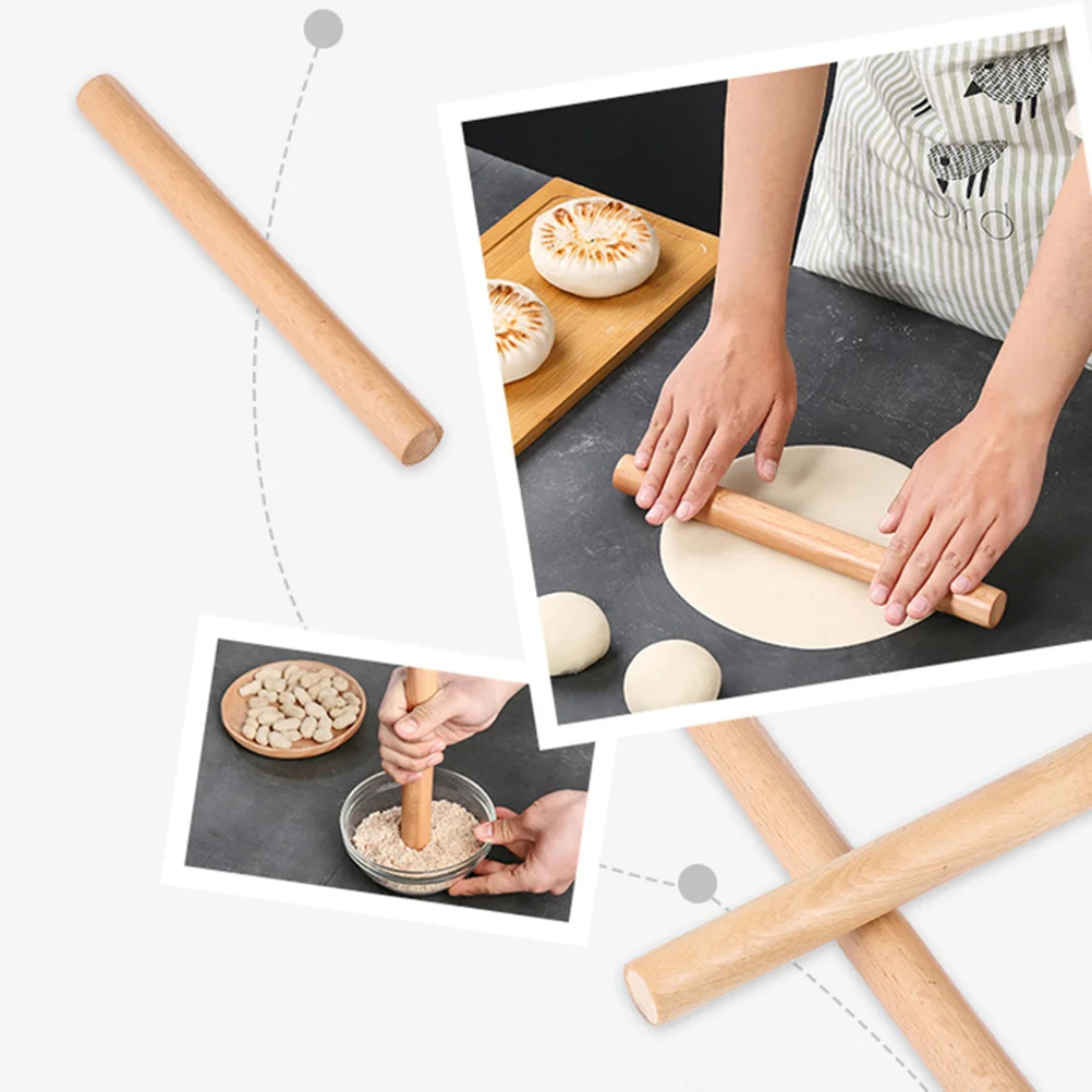 

6Pcs Wood Non-Stick Rolling Pin Set Beech Dough Roller Comfortable Grip Kitchen Baking Tools Steamer Liners Included