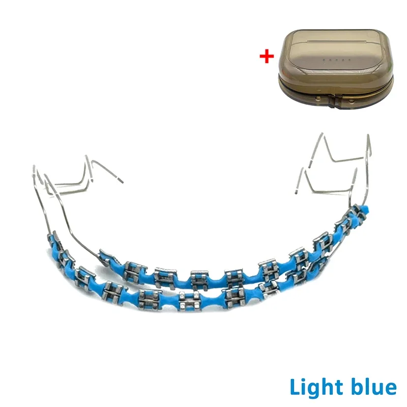 

1 Pair Fashion Braces With Braces Box Colorful Tooth Decoration With Metal Wires Metal Bracket Orthodontic Ligature Ties