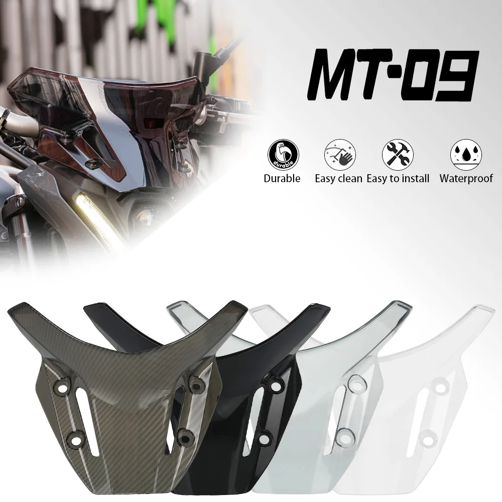 

MT-09 2023 2024 2022 Motorcycle Accessories Air Deflector WindScreen Windshield For YAMAHA MT09 MT 09 FZ-09 FZ09 Wind Screen