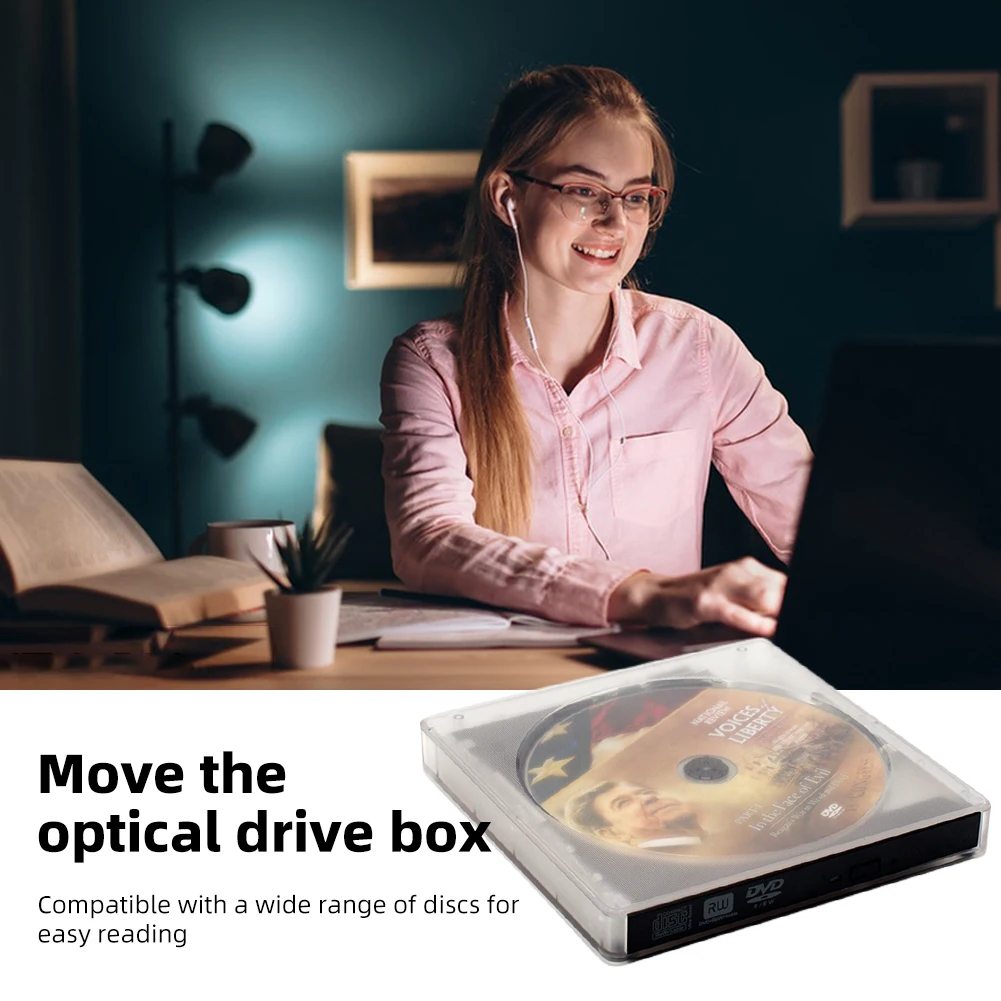 

Portable Mobile CD Box External Optical Disc Writer for Desktop Laptop MacBook for Video Music Play for Game System Installation