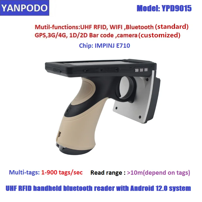 

Long Range 1-10M RFID Handheld Reader WIFI 4G 1D 2D Android12.0 Barcode Scanner Factory Warehouse for Asset Tracking System