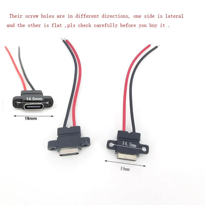 Type-C USB 3.1 Connector 2Pin SMD SMT Welding Wire High Current Fast Charging port Waterproof Female Socket L1