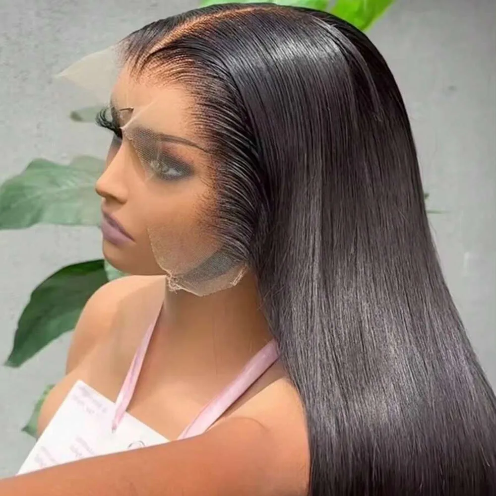 

Brazilian Straight 13x6 HD Lace Front Wig Human Hair Wig Pre Plucked And Pre Bleached Knots Full Large Lace Frontal Bone Straight Wig For Women
