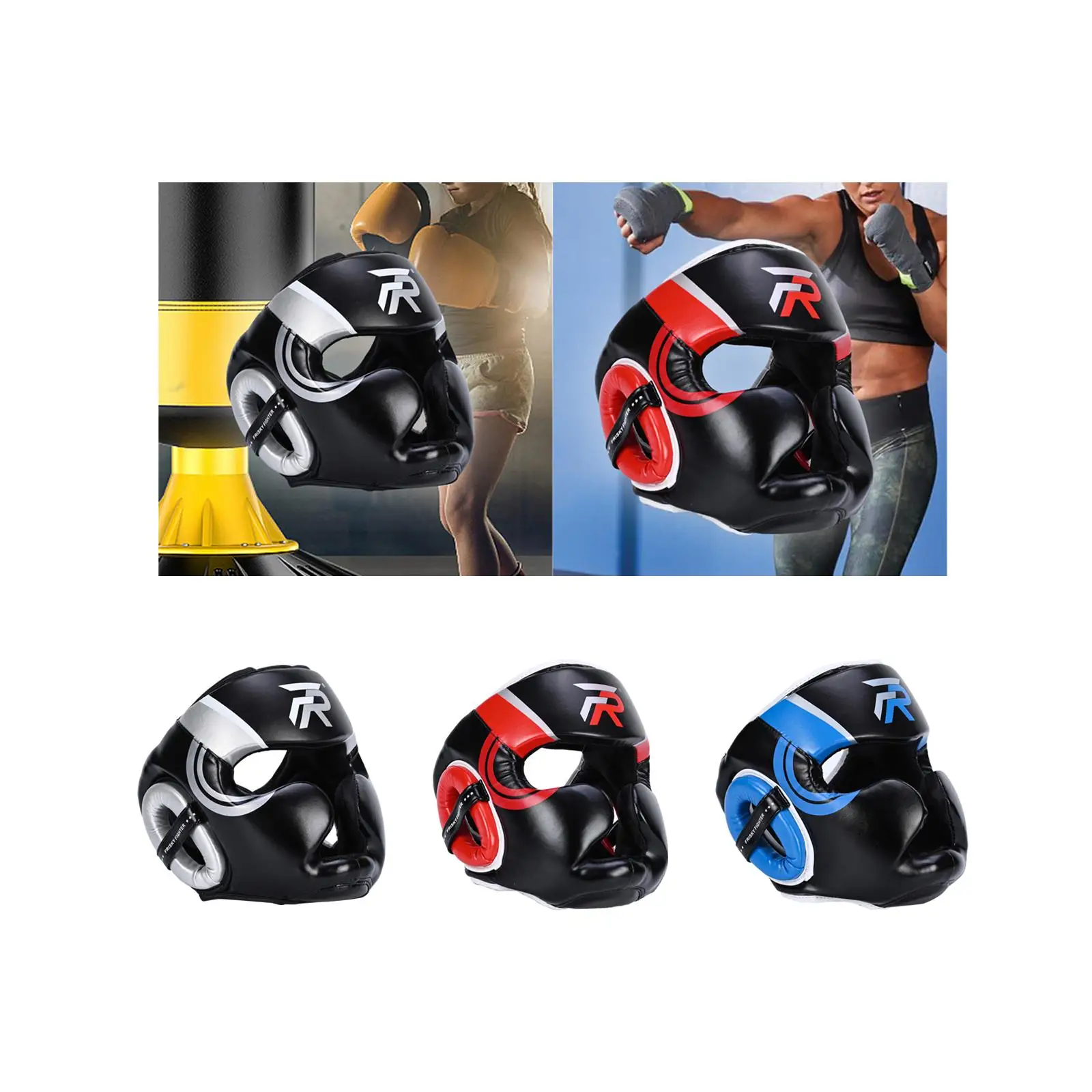 Boxing Headgear Ventilated Full Coverage Adjustable Thickened Full Face Protection Mma Sparring Training Grappling Taekwondo