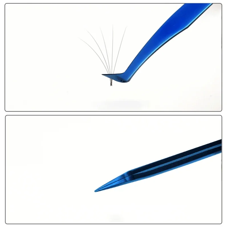 New Arrival Blue Professional High Quality Eyelash Extension Tweezers Stainless Steel Anti-Shake Tweezers with Plastic Bottle