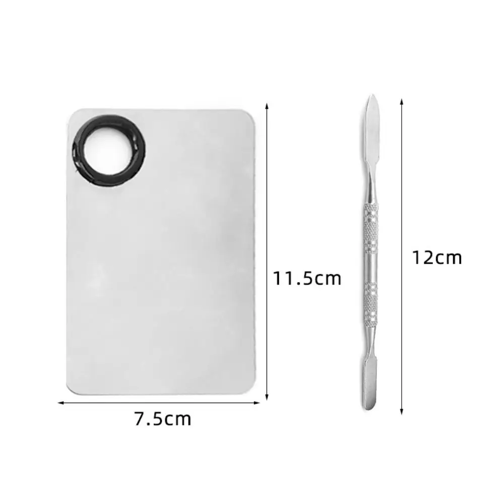 

Beauty Steel Cosmetic Palette Spatula Multifunctional Stainless Steel Makeup Plate Tray Silver Foundation Eye Shadow Mixing Tool