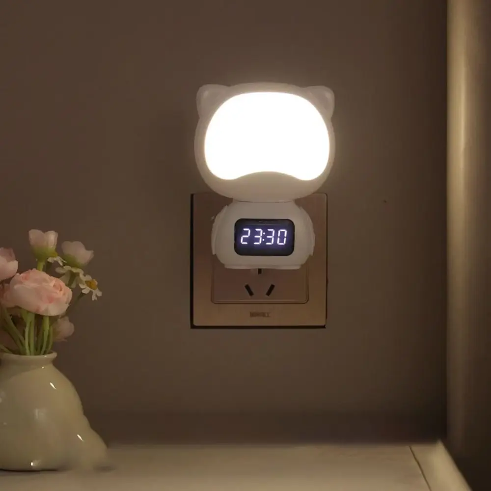 

3 Color Remote Control Night Light Eye Protection Timer Function Nursing Lamp with Digital Clock Simple Bedside Table Lamp Smart