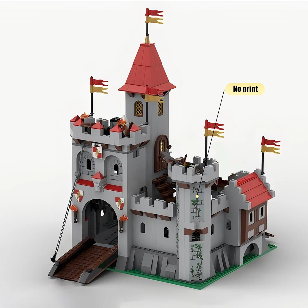 933 Uds. MOC Castillo de cerradura con vista de calle Medieval europea DIY juguete Retro creativo para niños regalo de cumpleaños bloques de construcción