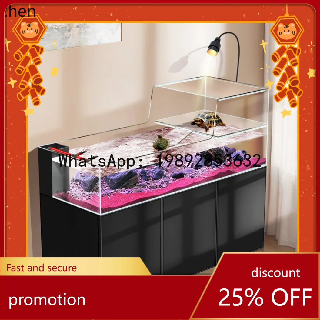 

YFY new turtle tank ultra-white glass amphibious stream living room partition screen ecological fish tank aquarium