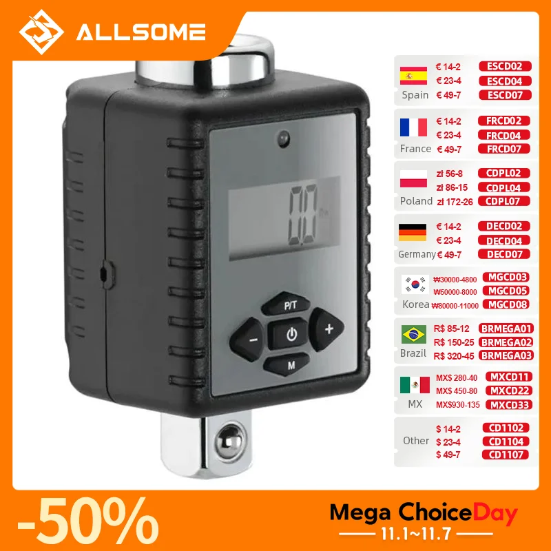 一部のデジタルトルクレンチ1/2 "2-200nm,調整可能,プロフェッショナル,電子トルク,自転車,車の修理,HT2680-2685