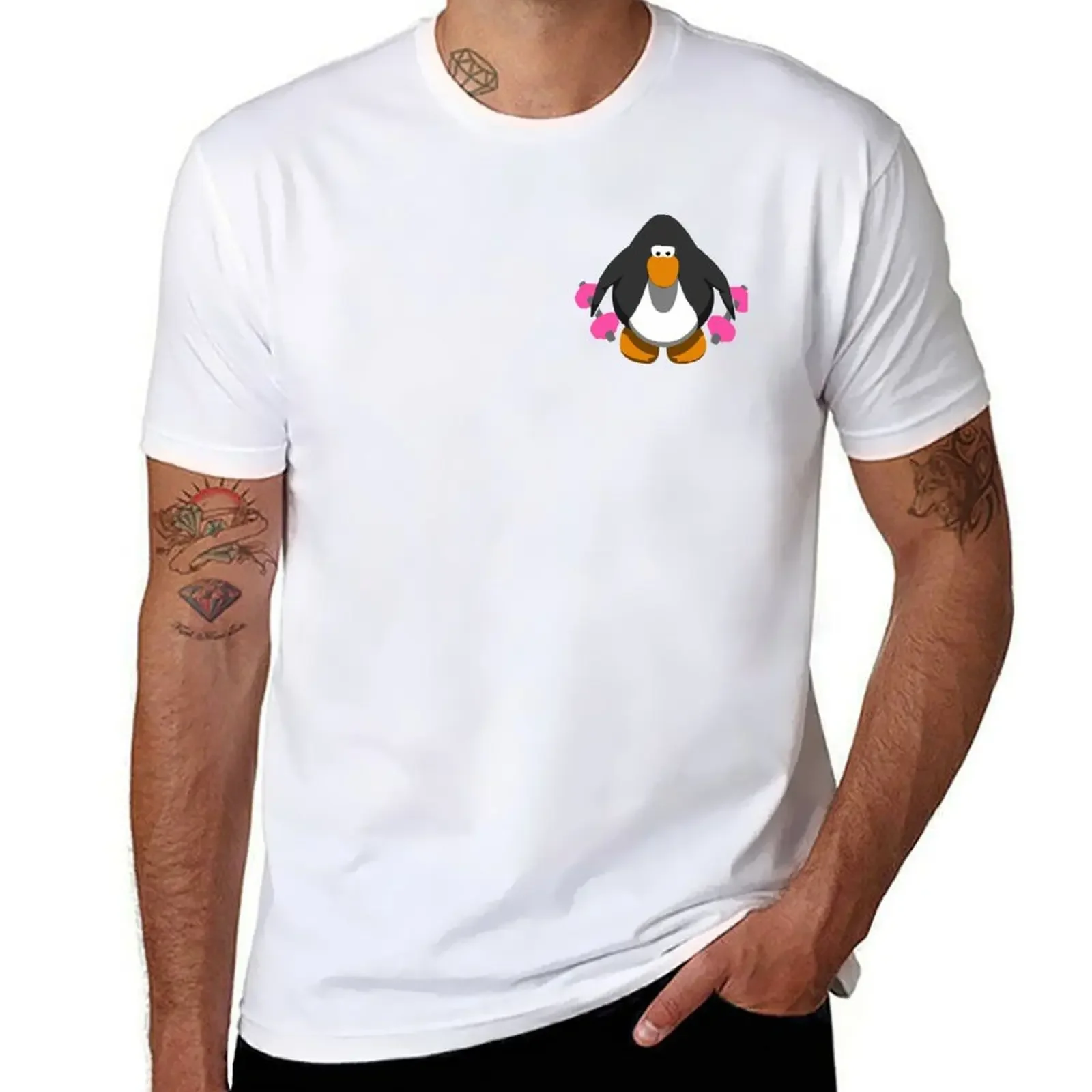 New model Fashionable and Innovative Club penguin with weights T-Shirt customs gifts for boyfriend vintage graphic tee men
