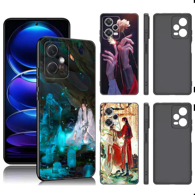 Heaven Official's Blessing Black Silicone Phone Case For Xiaomi Redmi Note 9 10 11 11S 11T 12 13 Pro 5G Plus 9S 10S 12S