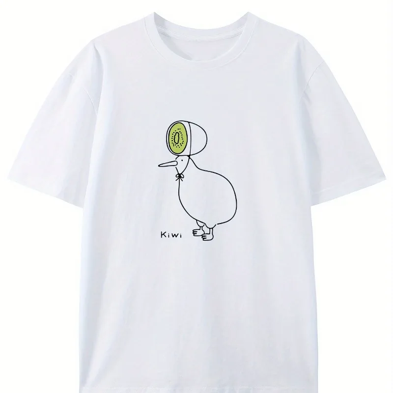 

Футболка с короткими рукавами и принтом в мультяшных очках с рисунком утки, хлопковый летний мужской и женский модный тренд, свободный топ