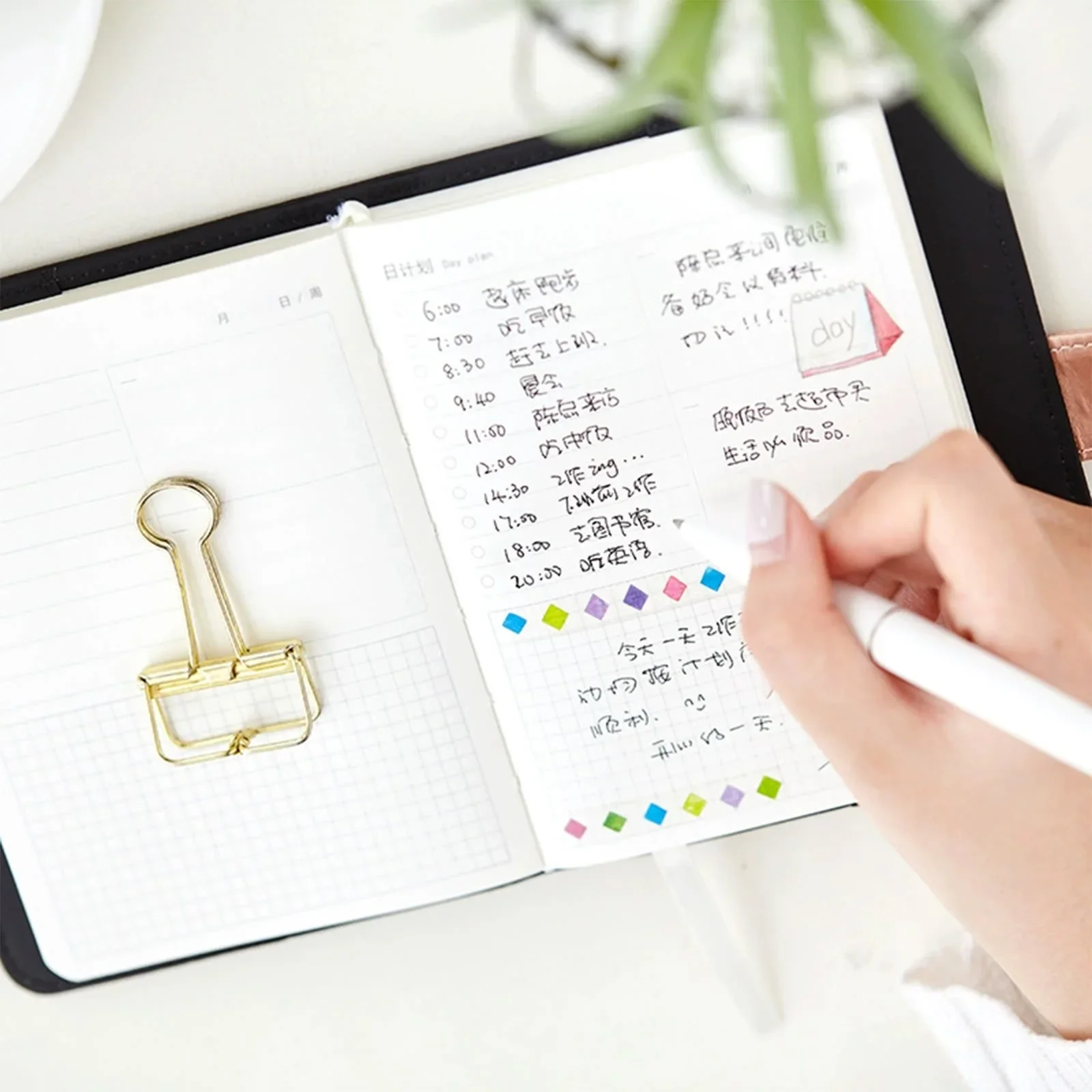 2025 Planner Notebook English Agenda  Leather Cover Monthly/Weekly/Dairy  Journal For Students School Supplies Stationery