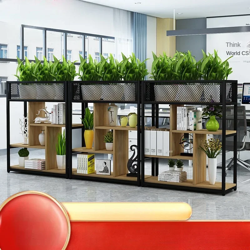 Office wrought iron screen partition rack floor-to-ceiling green plant short partition flower stand