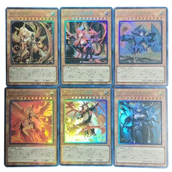 Diy Self Made 6Pcs/set Yu-Gi-Oh! Card of God Girly Series Collection Card Refraction Color Flash Game Anime Cards Gift Toys