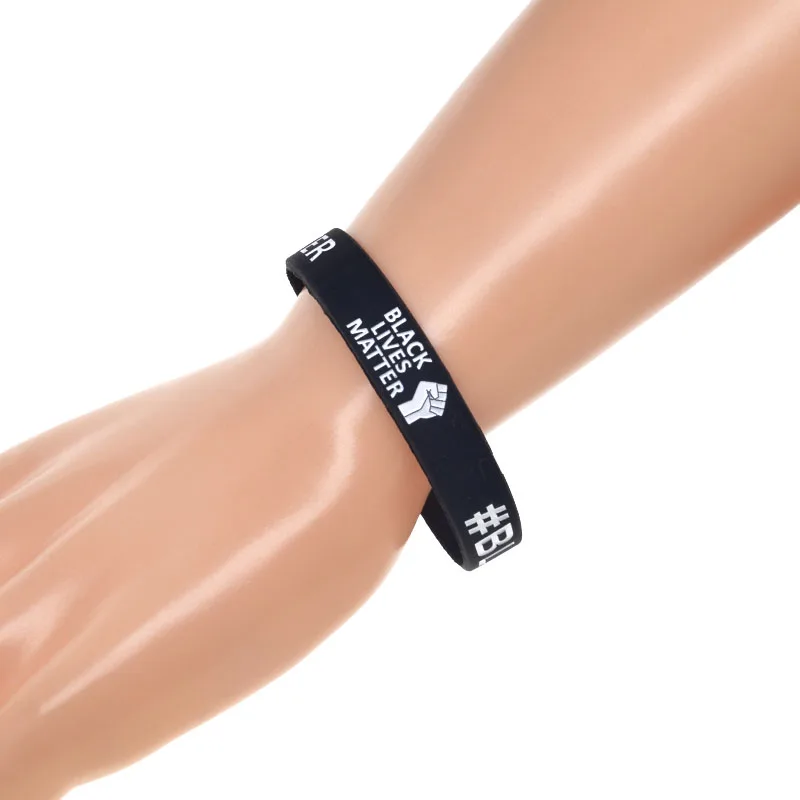 1 STÜCK/3 STÜCK Black Lives Matter Silikonkautschuk-Armband Faust BLM Armreif Erwachsene Größe 3 Farben – Detail 8