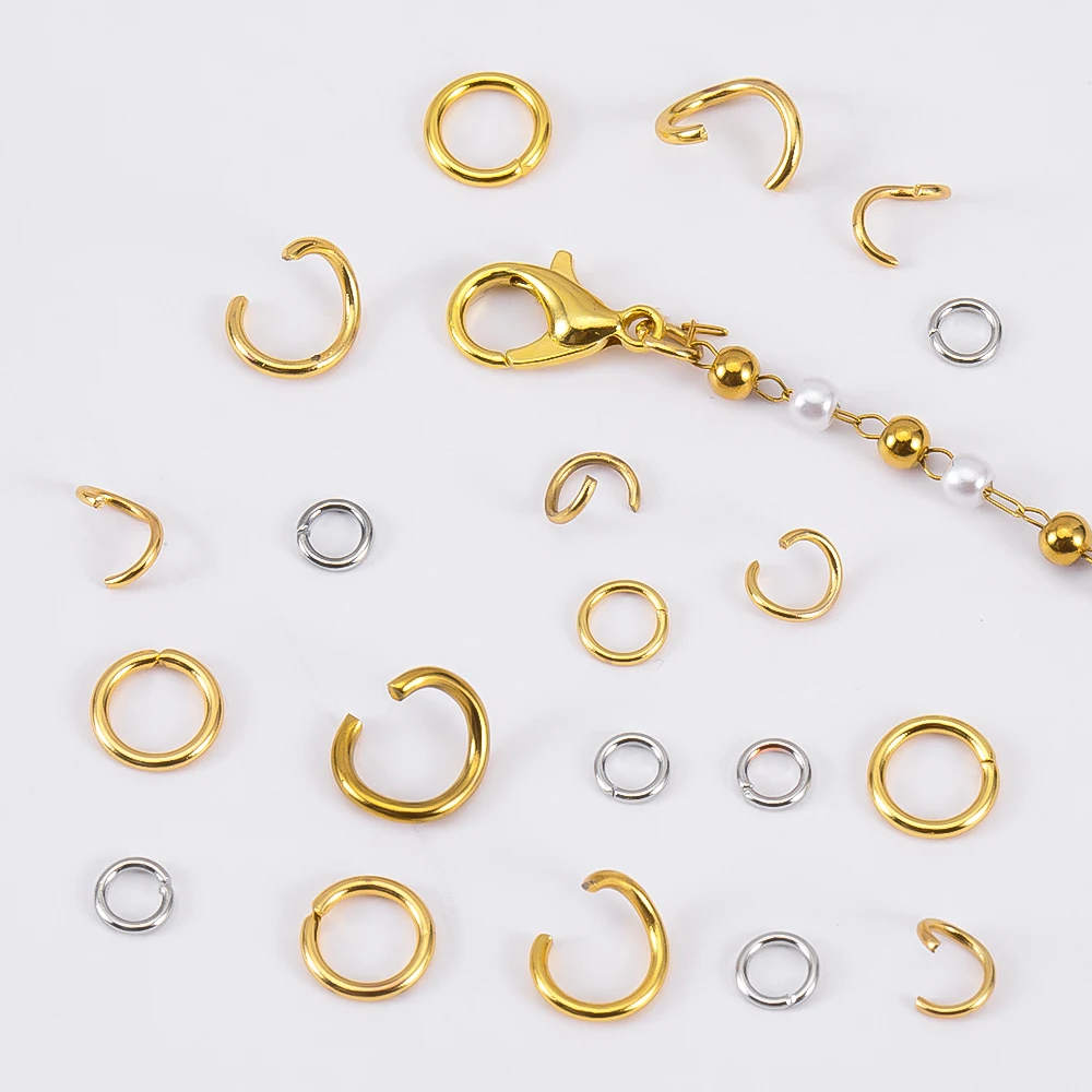 100-200pcs/lot 3/4/5/6/7/8/10mm Stainless Steel Gold Plated Jump Ring Connector for Diy Jewelry Making Accessories Wholesale