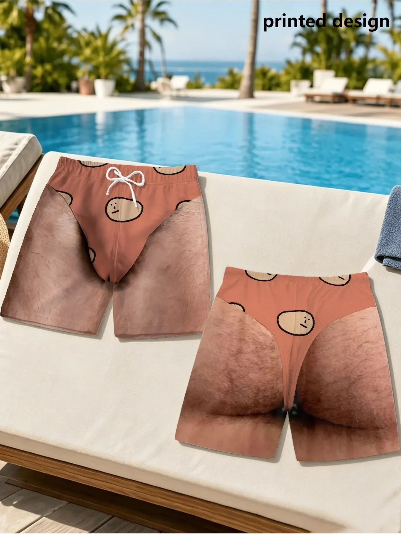 Funny 3D Print Men Swim Trunks Black White Ink Wash Abstract Pattern Novelty Prank Beach Shorts Gag Gift