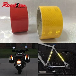 Roadstar-pegatinas reflectantes para bicicleta, cinta adhesiva de seguridad, color blanco, rojo, amarillo, 50mm x 3m