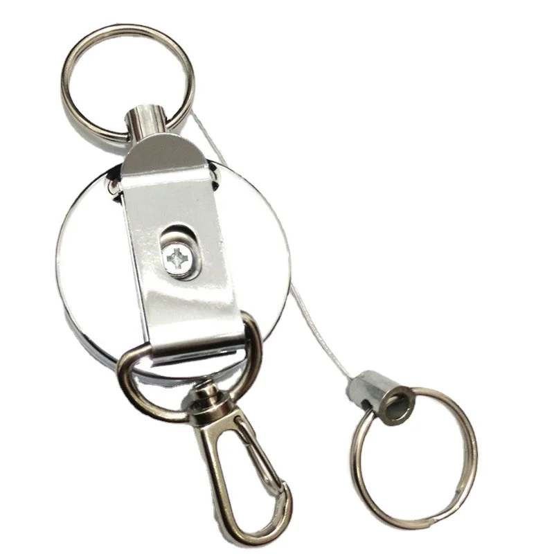1pc Retractable Keychain Badge Reel Easy Pull Keyring ID Tag Working Permit Pass Work Card Holder Clips