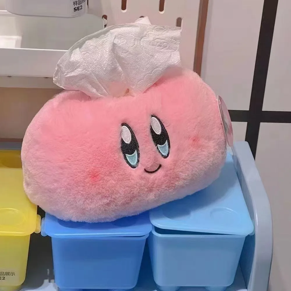 Kirby Plush Tissue Box Holder Cute Pink Anime Character Desktop Organizer for Home Car Decor Gift view 2