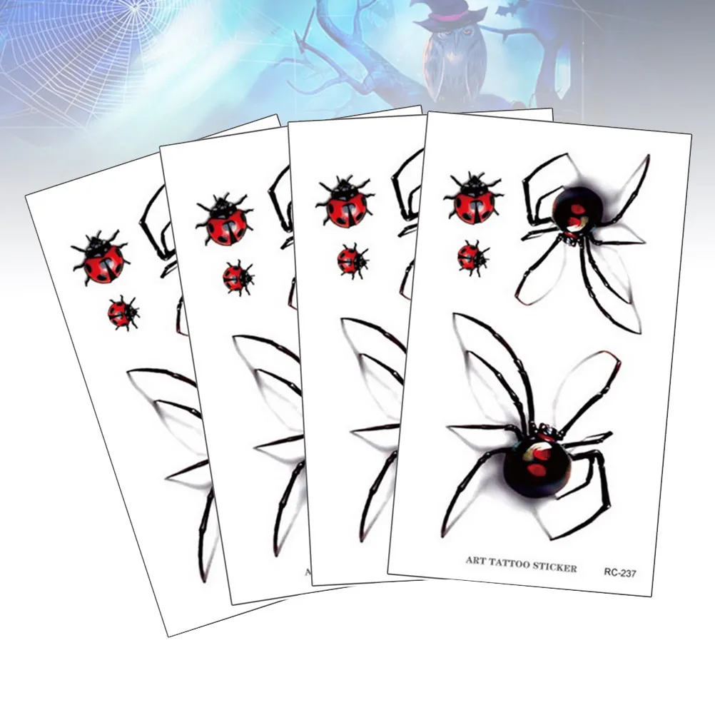 

4 PCS Realistic Spider Design Halloween Vinyl Stickers Waterproof Cool Decoration