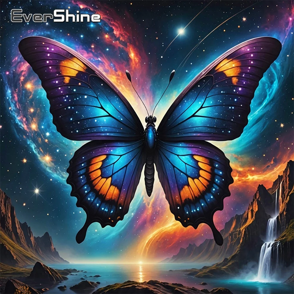 Evershine Diamant-Stickerei Schmetterling 5D DIY-Sets Mosaik Tierbild Strass-Gemälde Sternenhimmel Handgemachtes Geschenk