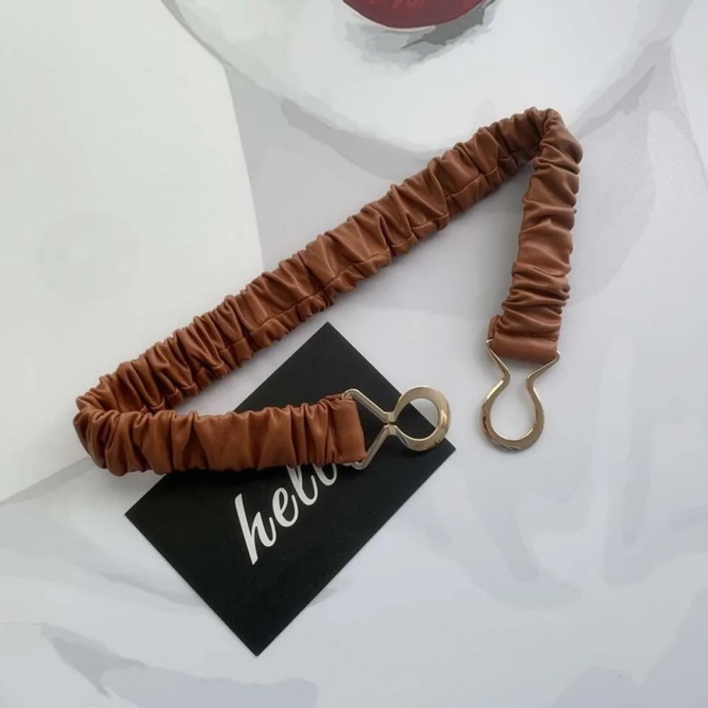 의류 장식 허리 벨트, 와이드 타입 탄성 허리띠, 거리 사진 액세서리, 기하학적 금속 버클 허리 스트랩