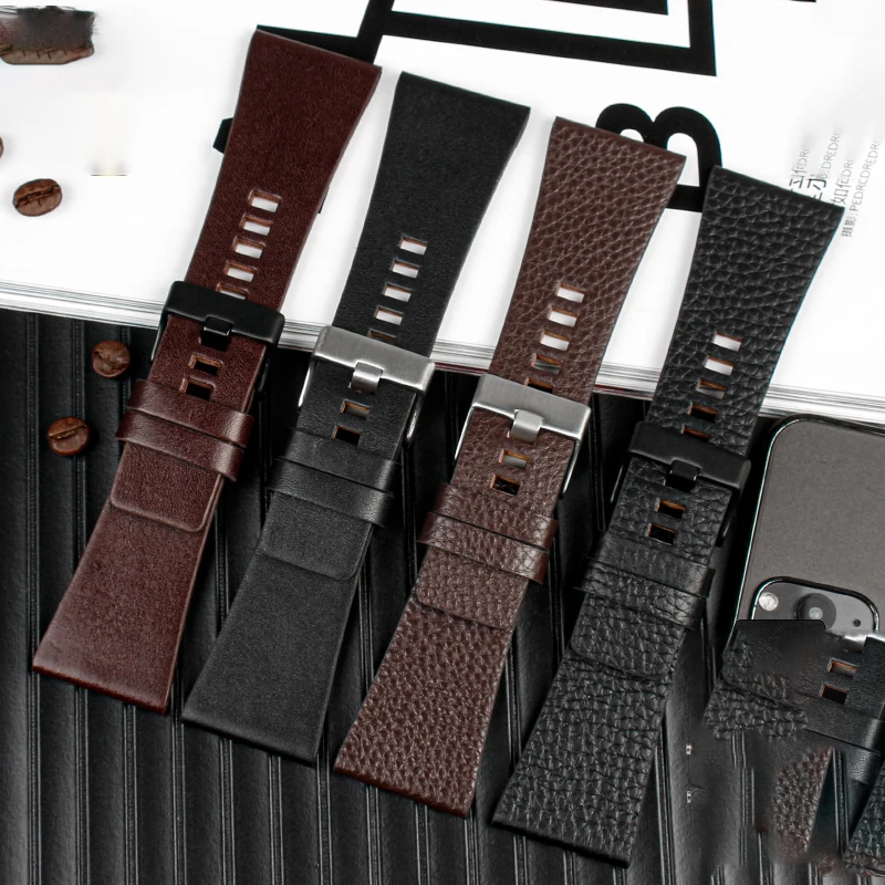 

High-end Genuine Leather Watchband for Diesel Watch Friday Series Dz4323 Dz4318 Dz4329 Cowhide Waterproof Strap 24 26 28 30 32mm