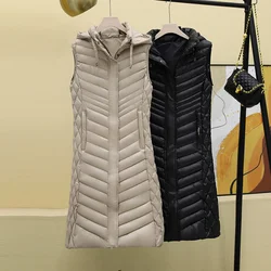 Ultra Light Slim Down Cotton Vest Coat Women Autumn Winter Hooded Thin Jacket Windproof Female Waistcoat Sleeveless Jacket Tops