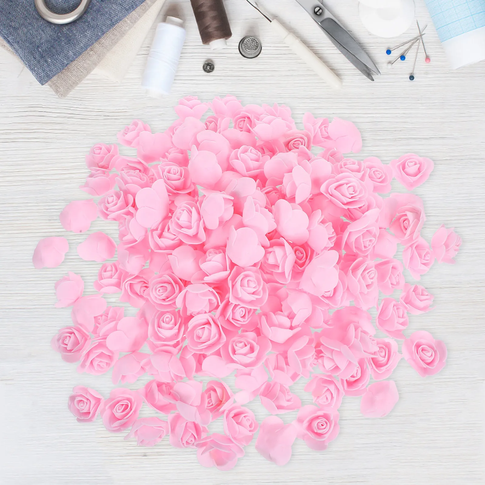 

500Pcs Artificial Rose Heads Realistic Foam Mini Flowers for DIY Wedding Decorations Bridal Hair Clips Accessories