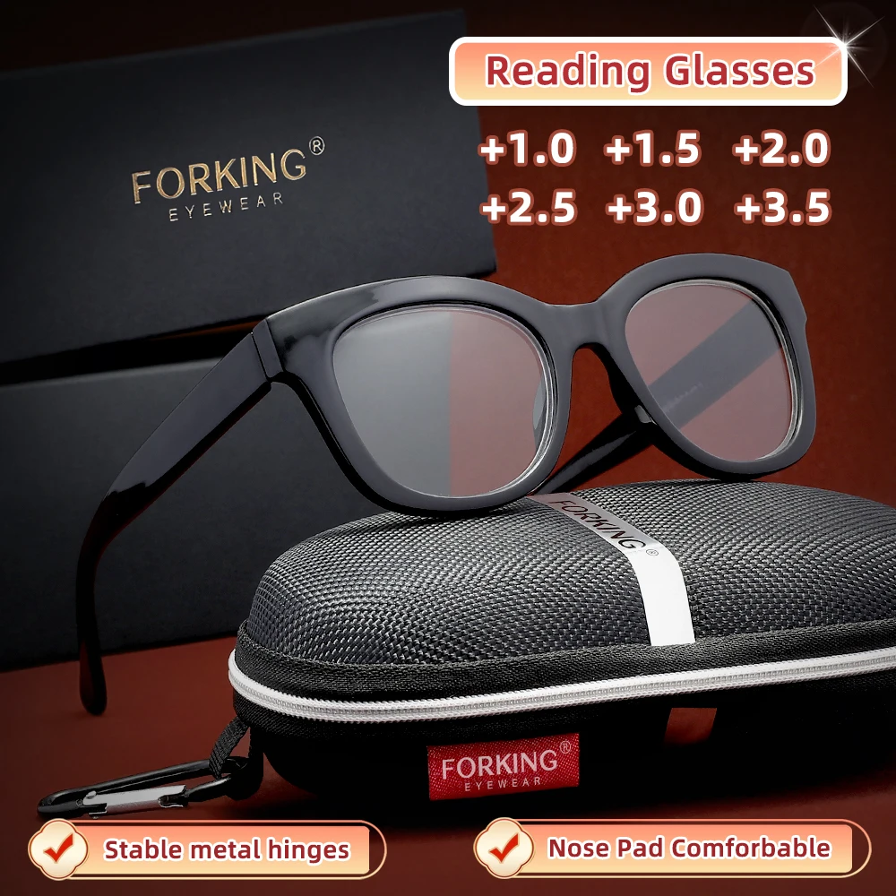 FORKING Occhiali da lettura da donna retrò Retro Anti Blue Ray Lenti ottiche da uomo 1.0 ~ 3.5 Occhiali da donna per ipermetropia presbite