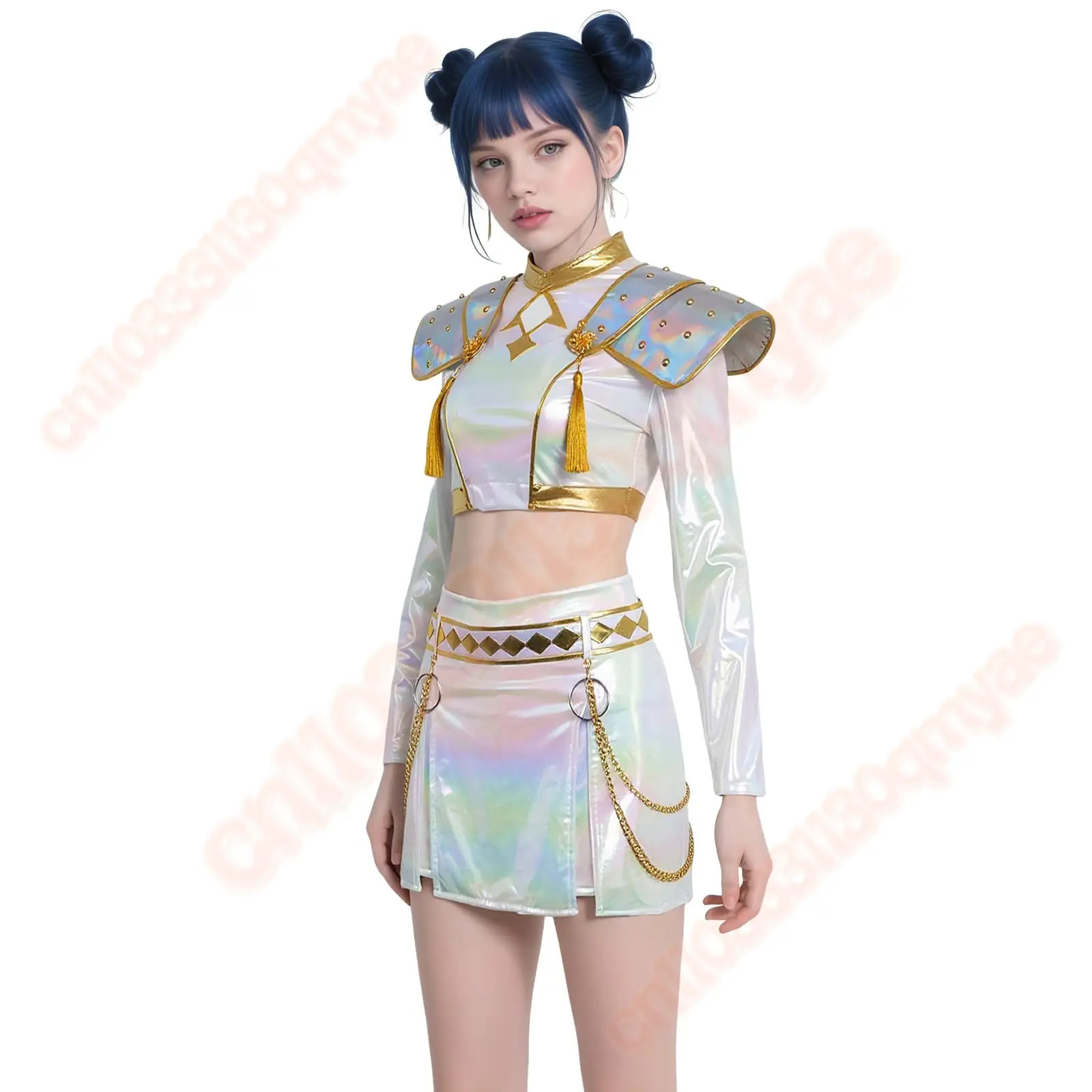 شيطان الصيادين الذهبي زي تأثيري البوب رومي زوي ميرا الذهبي زي الباروكات للنساء الزي الأبيض مجموعة هالوين الاطفال K POP مجموعة