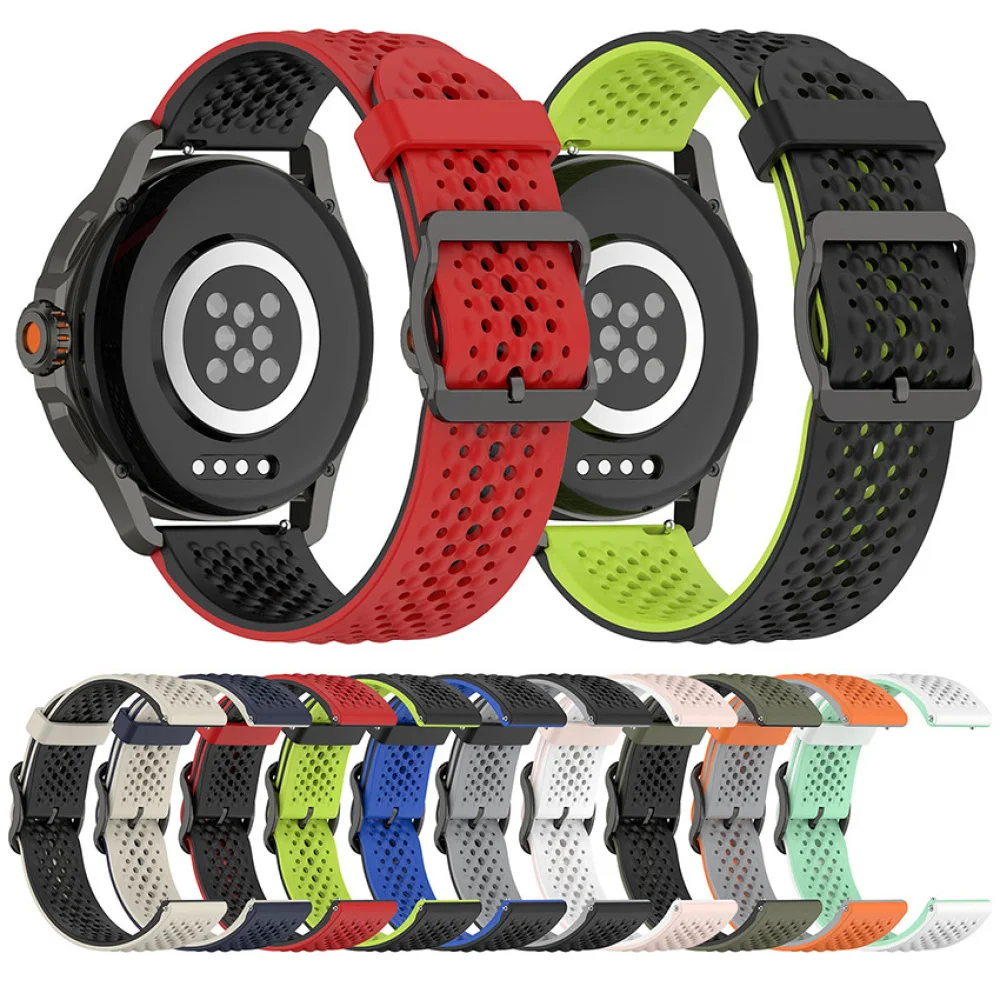 Two-color/Single Color Breathable Strap for MI Watch S4 Sport 20MM/22MM  Liquid Silicone Watch Band Replacement Accessories