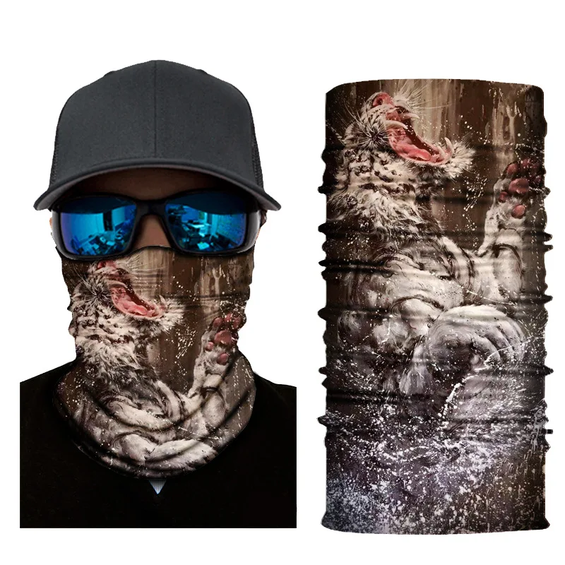 Animal Tiger Snake Lino Eagle Panda Leopard Print Tube Scarf Bandana Women Men Outdoor Travel Cycling Hiking Face Cover Headband