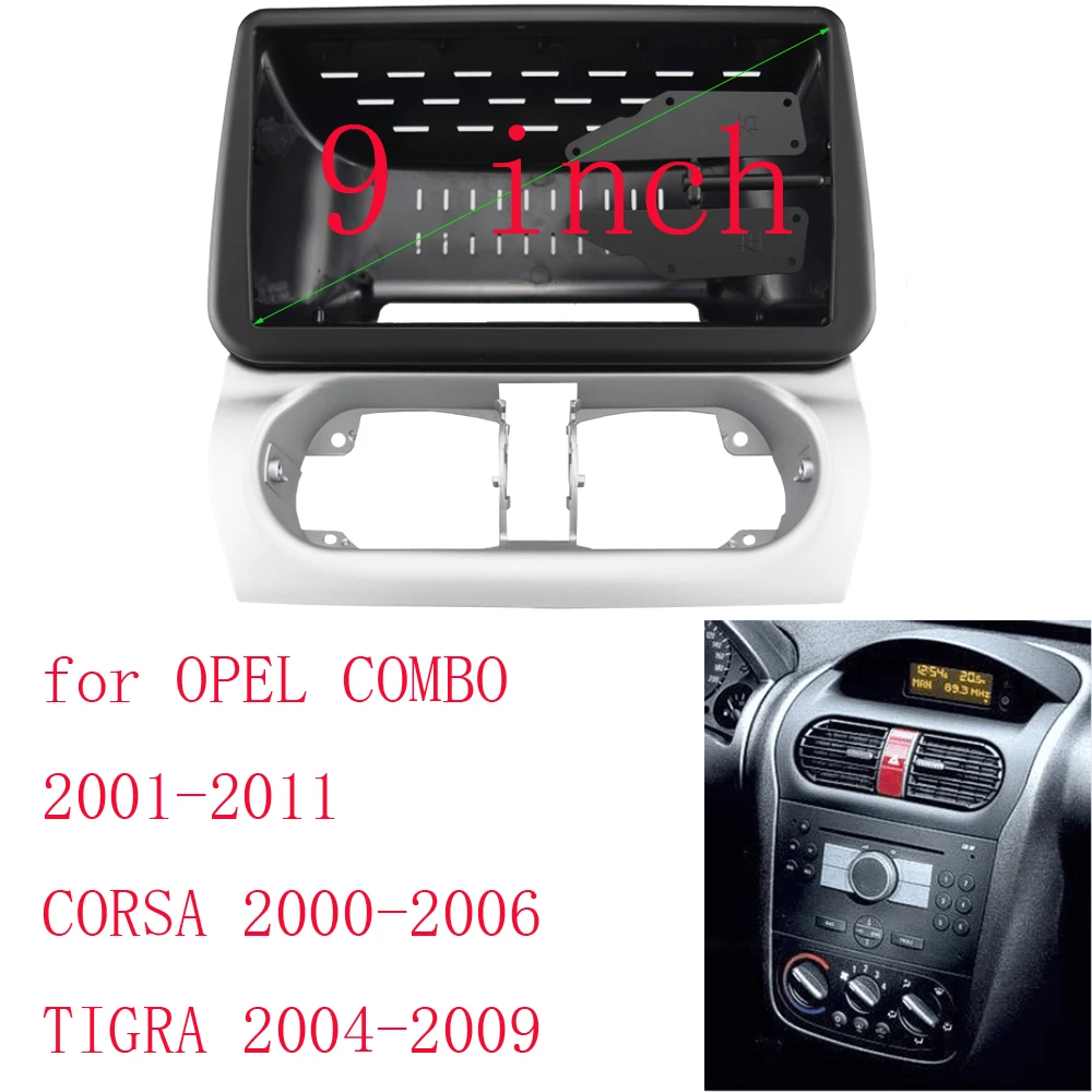 9 inch Car Fascia Radio Panel for OPEL COMBO CORSA 2001-2011 Dash Kit Install GPS Facia Console Bezel Adapter Plate Cover Trim