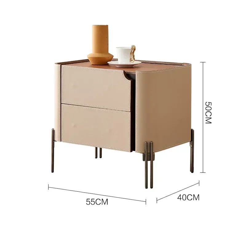 Luz minimalista luxo sela mesa de cabeceira de couro pequeno apartamento armário de armazenamento